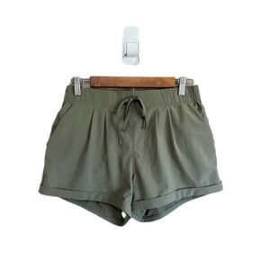 Zyia Active Olive Green Athletic Shorts Women Size S Drawstring‎ Cuffed Hem